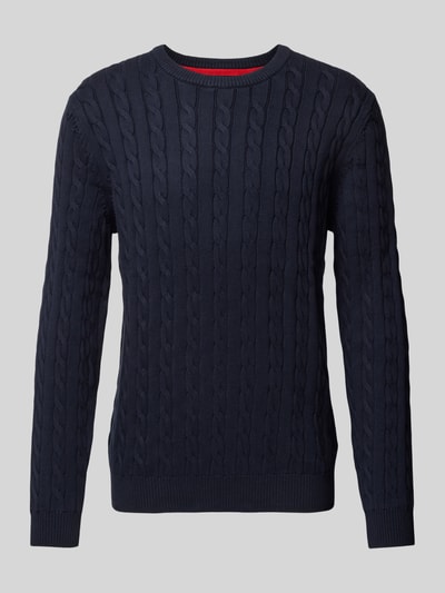 Christian Berg Men Strickpullover mit Rundhalsausschnitt Marine 1