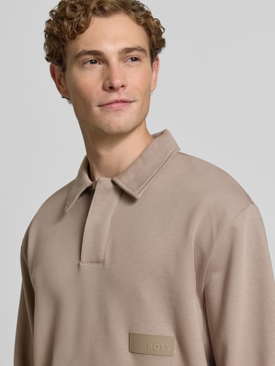BOSS Green Relaxed Fit Sweatshirt aus Baumwoll-Mix Modell 'SW_Placket Polo' Sand 3