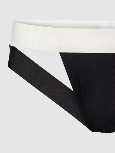 Calvin Klein Underwear Jockstrapy z elastycznym paskiem z logo w zestawie 3 szt. Czarny 2