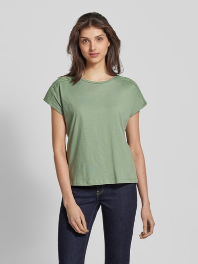 Vero Moda T-shirt o kroju relaxed fit z czystej bawełny model ‘EMMY’ Trzcinowy 4