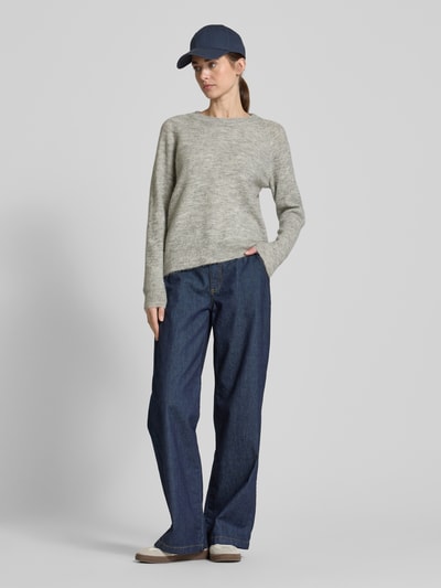 Selected Femme Strickpullover mit Rundhalsausschnitt Modell 'LULU' Hellgrau Melange 1