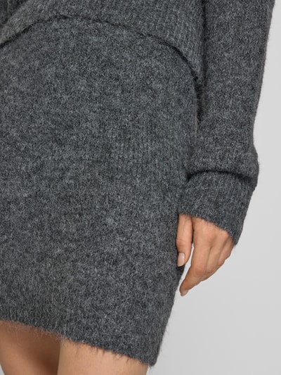 Neo Noir Knielange rok met elastische band, model 'Naria' Antraciet - 3