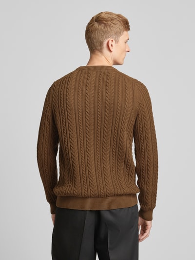 MCNEAL Gebreide pullover met kabelpatroon Donkerbruin gemêleerd - 5