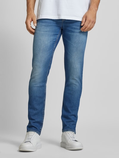 BOSS Regular Fit Jeans mit Label-Patch Modell 'Delaware' Blau 4