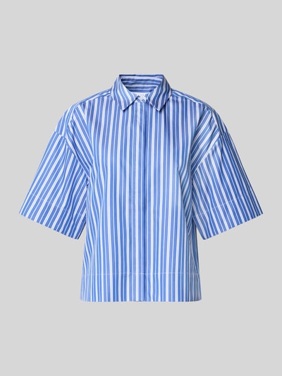 Selected Femme Bluzka koszulowa o pudełkowym kroju z czystej bawełny model ‘FIA’ Królewski niebieski 2