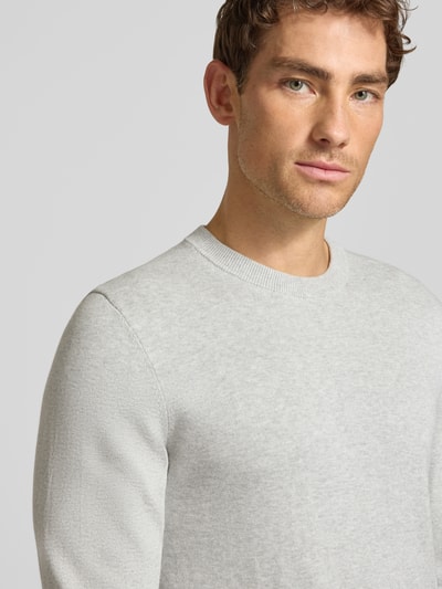 MCNEAL Strickpullover aus Baumwoll-Kaschmir-Mix mit Rundhalsausschnitt Hellgrau Melange 3