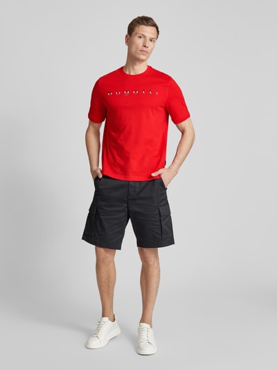 bugatti T-shirt z nadrukiem z logo Czerwony 1