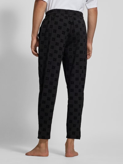 HUGO Regular fit sweatpants met labelprint, model 'Flock' Zwart - 5