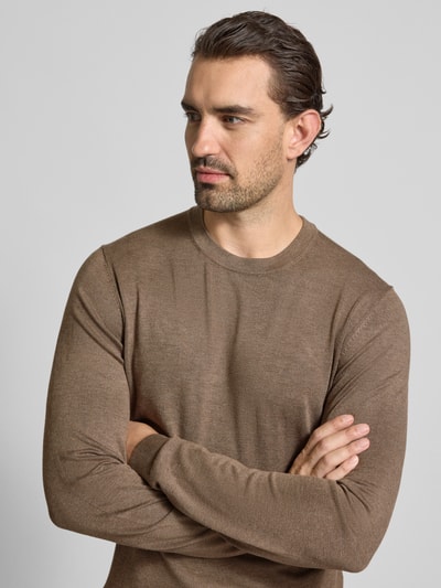 MCNEAL Gebreide pullover met ribboorden Middenbruin gemêleerd - 3