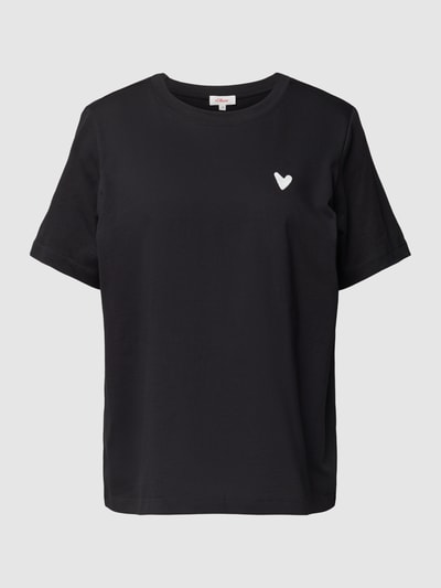 s.Oliver RED LABEL T-Shirt mit Motiv-Stitching Modell 'Heart' Black 2