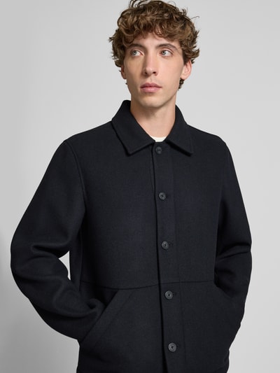 Marc O'Polo Denim Regular Fit Wolljacke mit Umlegekragen Marine 3