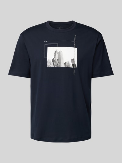 ARMANI EXCHANGE T-shirt met labelprint, model 'New York Building' Donkerblauw - 2