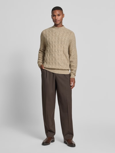 Fynch-Hatton Strickpullover aus Woll-Mix mit Stehkragen Modell 'Donegal' Offwhite 1