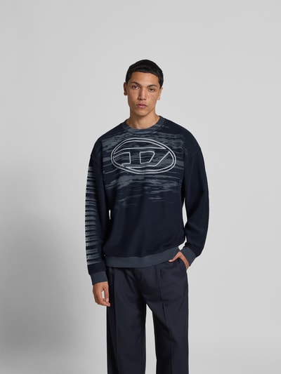 Diesel Sweatshirt mit gerippten Abschlüssen Dunkelblau 4