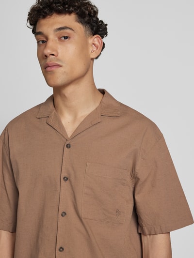 REVIEW Koszula casualowa z listwą guzikową Ziemisty brązowy 3