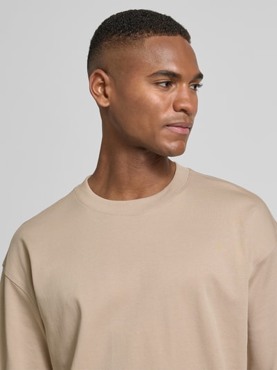 JAKE*S STUDIO MEN T-Shirt aus Bio-Baumwolle mit geripptem Rundhalsausschnitt Taupe 3