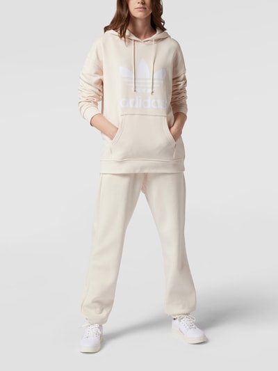 adidas Originals Bluza z kapturem z bawełny z nadrukiem z logo Piaskowy 1