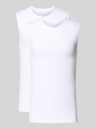 Produktfoto, Slim Fit Top aus Baumwoll-Mix im 2er-Pack von Schiesser, Herren Top, elastischer Baumwoll-Mix, Weiß, Rundhalsausschnitt