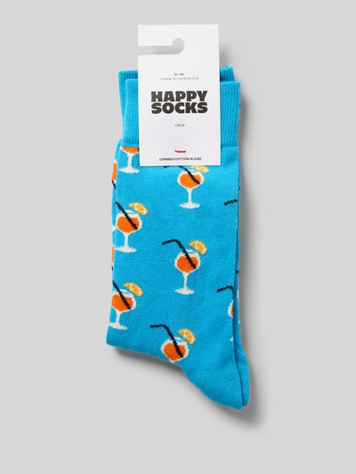 Happy Socks Socken mit Label-Print Aqua 3