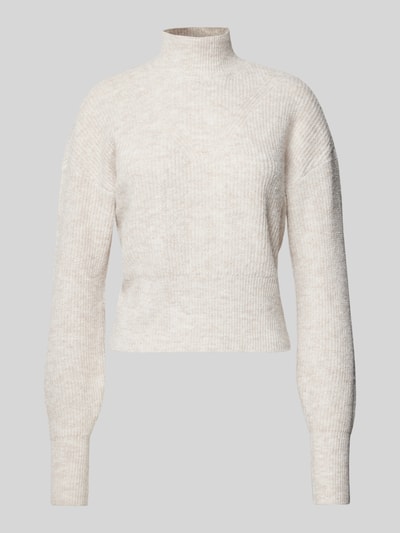 Noisy May Gebreide pullover met opstaande kraag, model 'NELLA' Ecru - 2