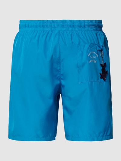 Paul & Shark Badehose mit Label-Print Modell 'Basic' Royal 3