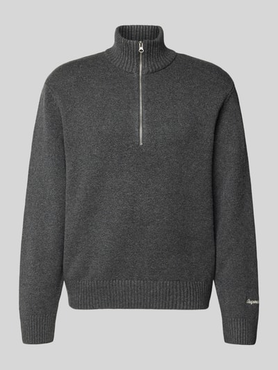 Jack & Jones Gebreide pullover met ribboorden, model 'NORREBRO'' Donkergrijs gemêleerd - 2