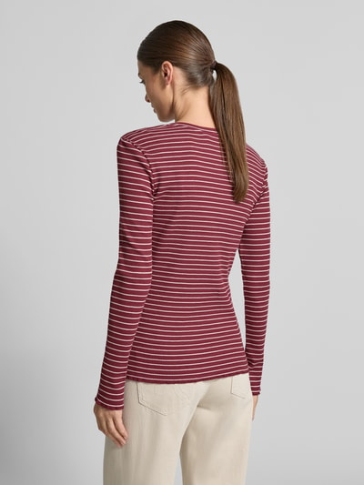 Selected bluzka z długim rękawem o kroju slim fit z mieszanka bawełny model 'ANNA' Bordowy 5