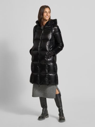 MOS MOSH Gewatteerde lange jas met opstaande kraag, model 'NOVA' Zwart - 4