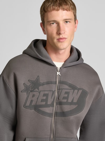 REVIEW Sweatjack met labelprint Donkergrijs - 3