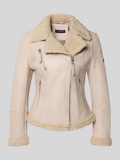 Cabrini Bikerjack van lamsleer met ritszakken Offwhite - 2