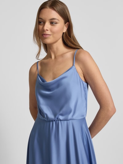 Jake*s Cocktail Knielanges Cocktailkleid mit Wasserfall-Ausschnitt Jeansblau 3