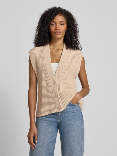 Drykorn Mouwloos vest met wol, model 'PIGES' Zand gemêleerd - 4