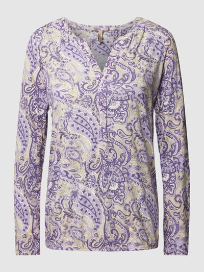 Soyaconcept Shirt met lange mouwen van viscosemix met paisleymotief, model 'Felicity' Lila - 2