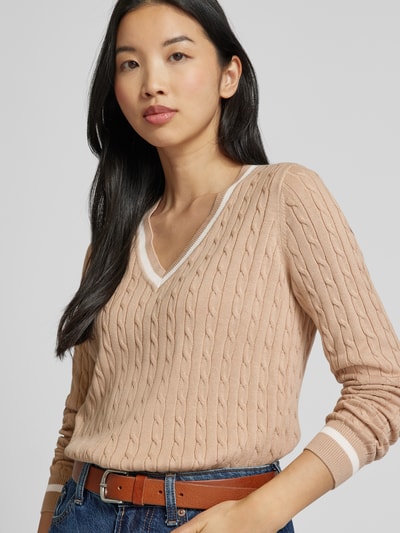 Christian Berg Woman Strickpullover mit gerippten Abschlüssen Hellbraun 3