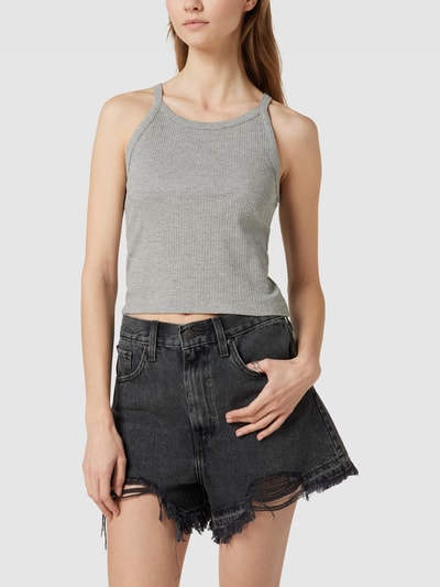 Noisy May Crop Top in Ripp-Optik Modell 'RIBA' Hellgrau Melange 4