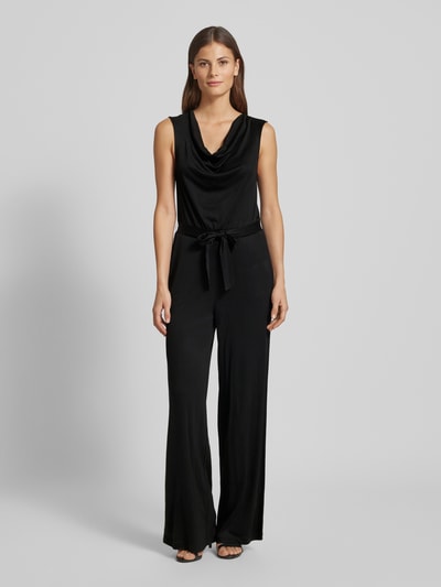 comma Jumpsuit mit Wasserfall-Ausschnitt Black 4