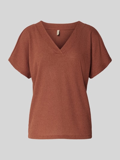 Soyaconcept Regular Fit T-Shirt mit V-Ausschnitt Modell 'DELIA' Rostrot 2