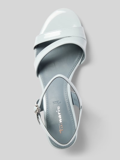 Produktfoto, Sandaletten mit Kitten-Heel-Absatz von Tamaris in Glänzend-Optik, Schuhspitze: Offen, Verschluss: Dornschließe, Sohle: Strukturiert