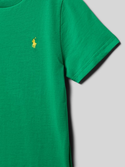 Polo Ralph Lauren Kids T-shirt met labelstitching en ronde hals Kaki - 2