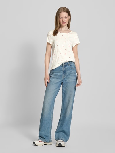 Vero Moda Regular fit blousetop met ronde hals, model 'BELLA' Offwhite - 1