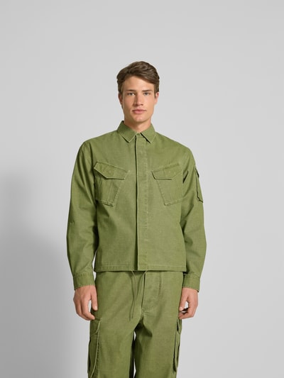 Kenzo Freizeithemd mit verdeckter Knopfleiste Khaki 4