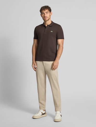 Lacoste Slim Fit Poloshirt aus reiner Baumwolle Dunkelbraun 1