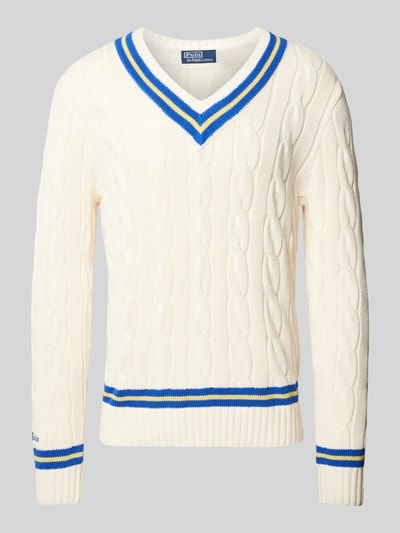 Polo Ralph Lauren Strickpullover mit Zopfmuster Offwhite 2