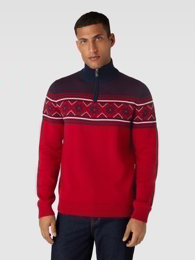 MCNEAL Strickpullover mit Troyer-Kragen Kirschrot 4