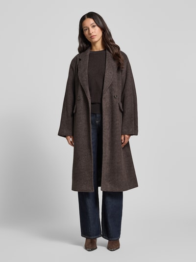 VERO MODA Płaszcz o kroju regular fit z kołnierzem z połami model ‘LELEA’ Czekoladowy 1