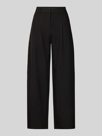 Produktfoto, zwarte slim fit pantalon met viscose, gladde textuur, rechte pijpen, Slim Fit Anzughose mit Viskose-Anteil Modell 'BOSELLA' van PIECES, Dames