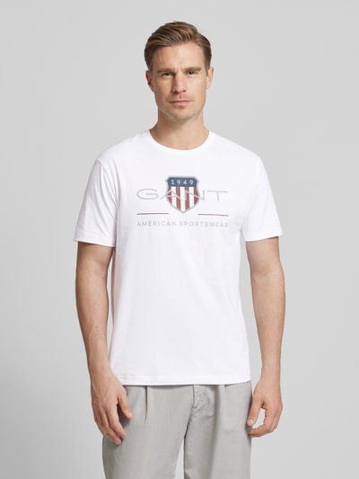 Gant T-Shirt mit Label-Print Modell 'ARCHIVE' Weiss 4