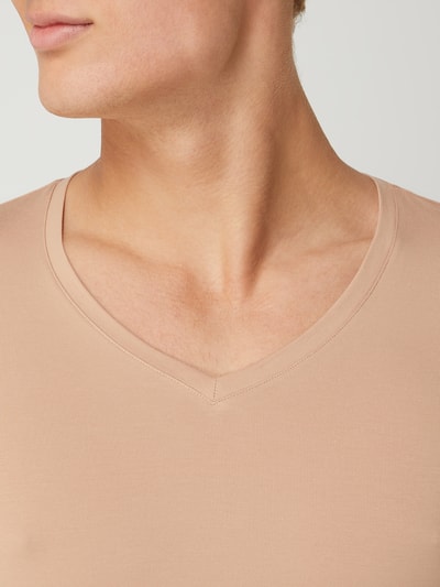 Hanro T-Shirt mit V-Ausschnitt Beige 2