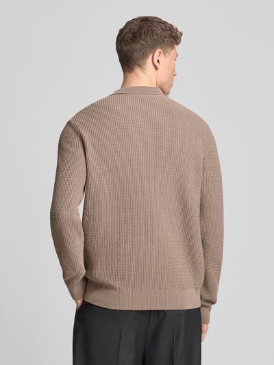 HUGO Regular Fit Strickpullover aus reiner Baumwolle Modell 'SAFFOWL' Mittelbraun 5