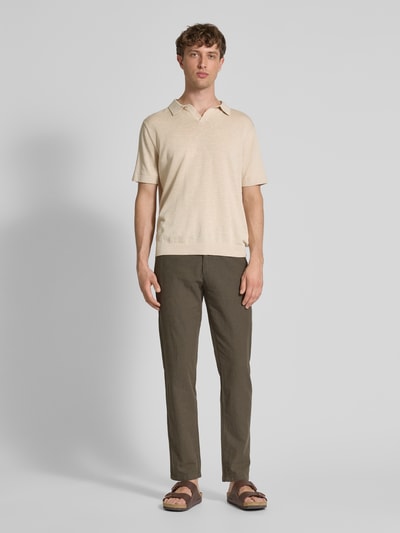 Lindbergh Tapered Fit Leinenhose mit elastischem Bund Oliv 1